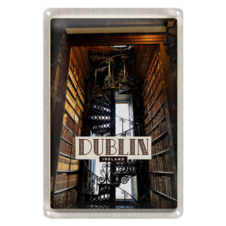 Blechschild Reise 20x30cm Retro Dublin Ireland Bibliothek