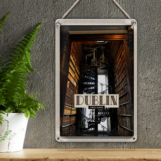 Blechschild Reise 20x30cm Retro Dublin Ireland Bibliothek