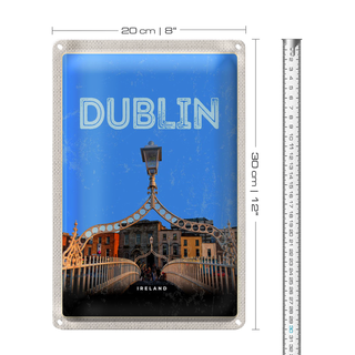 Blechschild Reise 20x30cm Retro Dublin Ireland Reiseziel