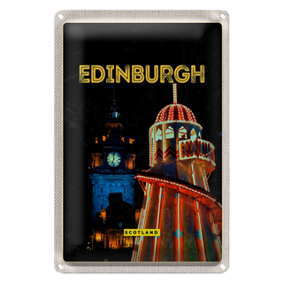 Blechschild Reise 20x30cm Edinburgh Scotland Nacht Lichter