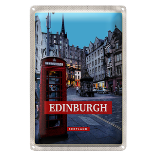 Blechschild Reise 20x30cm Edinburgh Scotland Telephone rot