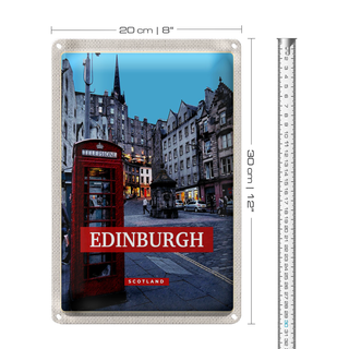 Blechschild Reise 20x30cm Edinburgh Scotland Telephone rot