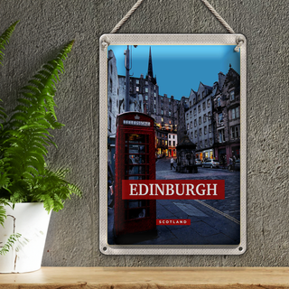 Blechschild Reise 20x30cm Edinburgh Scotland Telephone rot