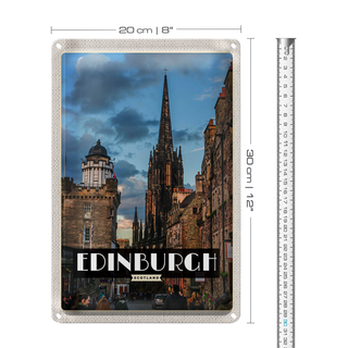 Blechschild Reise 20x30cm Edinburgh Scotland Altstadt