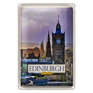 Blechschild Reise 20x30cm Edinburgh Scotland Uhrturm