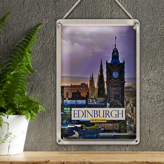 Blechschild Reise 20x30cm Edinburgh Scotland Uhrturm