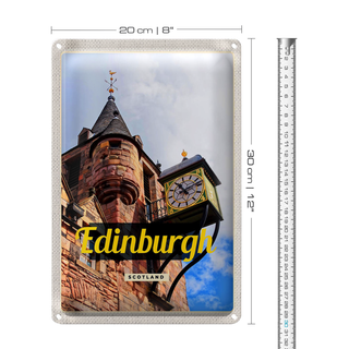 Blechschild Reise 20x30cm Edinburgh Scotland Turmspitze