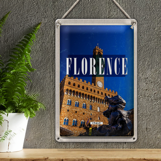 Blechschild Reise 20x30cm Florence Italy Retro Uhrturm Toscana