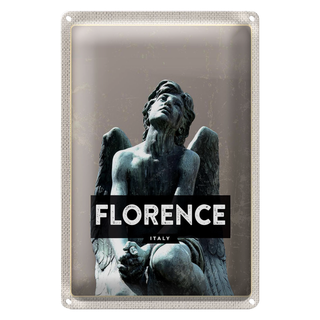Blechschild Reise 20x30cm Florence Italy wehmütiger Engel Statue