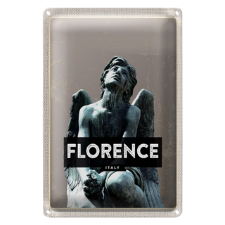 Blechschild Reise 20x30cm Florence Italy wehmütiger Engel Statue
