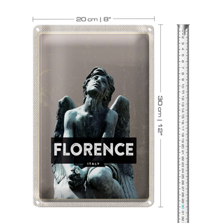 Blechschild Reise 20x30cm Florence Italy wehmütiger Engel Statue
