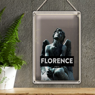 Blechschild Reise 20x30cm Florence Italy wehmütiger Engel Statue