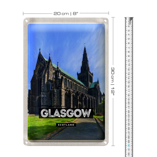 Blechschild Reise 20x30cm Glasgow Scotland Schloss