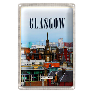 Blechschild Reise 20x30cm Glasgow Scotland Altstadt