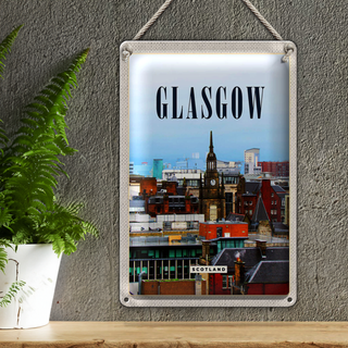 Blechschild Reise 20x30cm Glasgow Scotland Altstadt