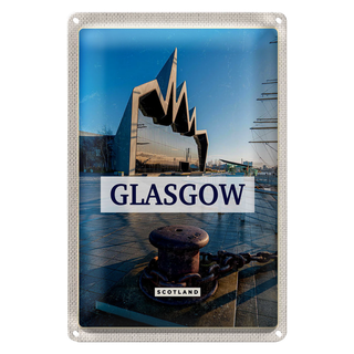 Blechschild Reise 20x30cm Glasgow Scotland Hafenstadt