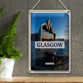 Blechschild Reise 20x30cm Glasgow Scotland Hafenstadt