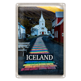 Blechschild Reise 20x30cm Iceland Inselstaat Kirche