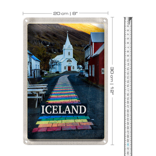 Blechschild Reise 20x30cm Iceland Inselstaat Kirche