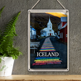 Blechschild Reise 20x30cm Iceland Inselstaat Kirche