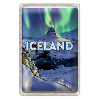 Blechschild Reise 20x30cm Iceland Inselstaat Polarlicht Island