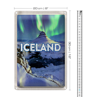 Blechschild Reise 20x30cm Iceland Inselstaat Polarlicht Island