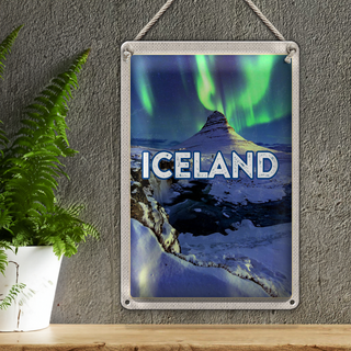 Blechschild Reise 20x30cm Iceland Inselstaat Polarlicht Island