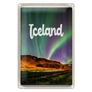 Blechschild Reise 20x30cm Iceland Retro Polarlicht