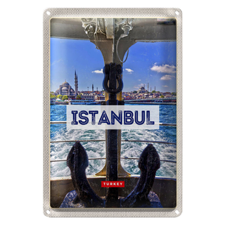 Blechschild Reise 20x30cm Istanbul Turkey Anker Meer