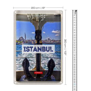 Blechschild Reise 20x30cm Istanbul Turkey Anker Meer