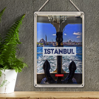 Blechschild Reise 20x30cm Istanbul Turkey Anker Meer