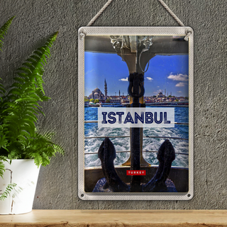 Blechschild Reise 20x30cm Istanbul Turkey Anker Meer