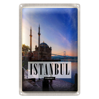 Blechschild Reise 20x30cm Istanbul Turkey Moschee Meer
