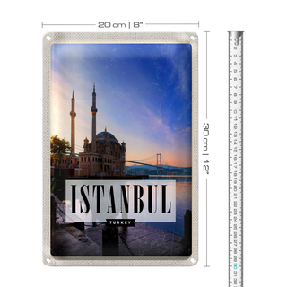 Blechschild Reise 20x30cm Istanbul Turkey Moschee Meer