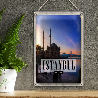 Blechschild Reise 20x30cm Istanbul Turkey Moschee Meer
