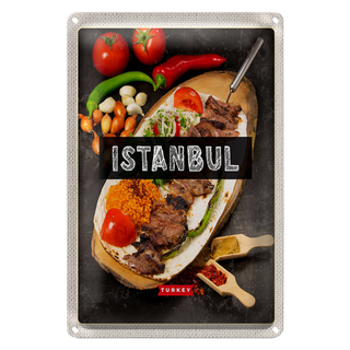 Blechschild Reise 20x30cm Istanbul Turkey Kebab Fleisch Steak