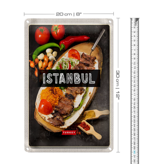 Blechschild Reise 20x30cm Istanbul Turkey Kebab Fleisch Steak