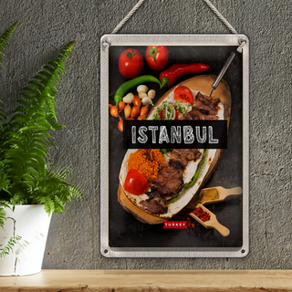 Blechschild Reise 20x30cm Istanbul Turkey Kebab Fleisch Steak