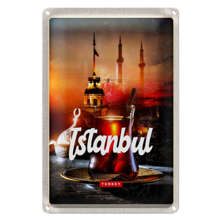 Blechschild Reise 20x30cm Istanbul Turkey Çay türkischer Tee