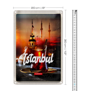 Blechschild Reise 20x30cm Istanbul Turkey Çay türkischer Tee