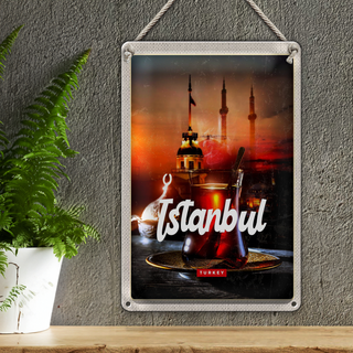 Blechschild Reise 20x30cm Istanbul Turkey Çay türkischer Tee