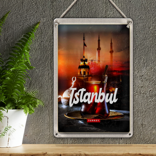 Blechschild Reise 20x30cm Istanbul Turkey Çay türkischer Tee