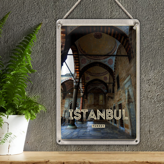 Blechschild Reise 20x30cm Retro Istanbul Turkey Moschee