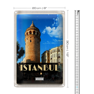 Blechschild Reise 20x30cm Retro Istanbul Turkey Galataturm