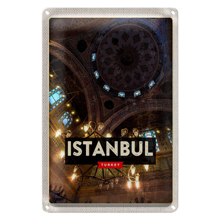 Blechschild Reise 20x30cm Retro Istanbul Turkey Großer Markt