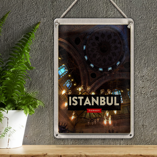 Blechschild Reise 20x30cm Retro Istanbul Turkey Großer Markt