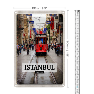 Blechschild Reise 20x30cm Istanbul Turkey Straßenbahn Reiseziel