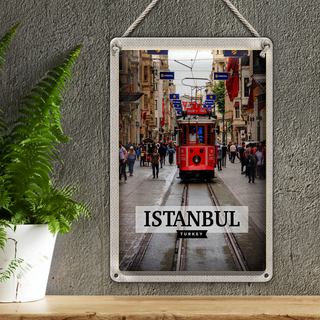 Blechschild Reise 20x30cm Istanbul Turkey Straßenbahn Reiseziel