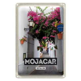 Blechschild Reise 20x30cm Mojacar Spain Spanien Blumen