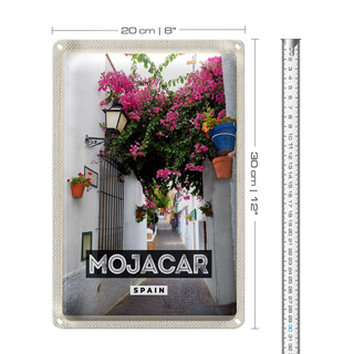 Blechschild Reise 20x30cm Mojacar Spain Spanien Blumen